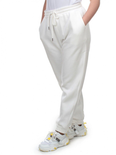 M035 WHITE Брюки спортивные женские на флисе (100% хлопок) 7986