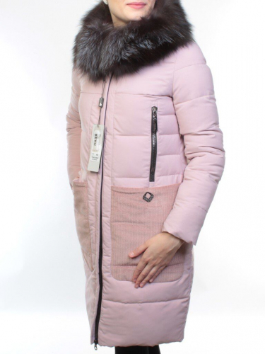 027N PINK Пуховик женский зимний (тинсулейт, натуральный мех чернобурки)