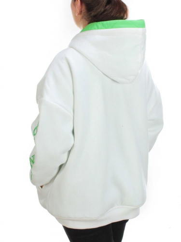 2562 WHITE/GREEN Худи женское (50 гр. синтепон)