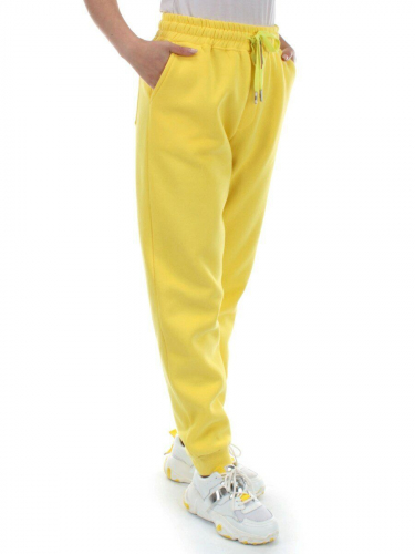 M061 YELLOW Брюки спортивные женские на флисе (100% хлопок) 7986