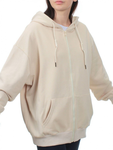 3267 BEIGE Толстовка на молнии женская (95% хлопок, 5% спандекс)