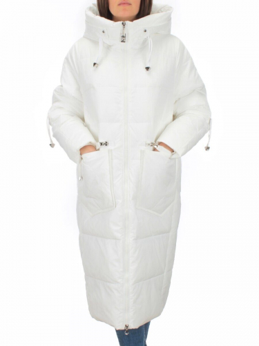 H303 WHITE Пальто зимнее женское (200 гр. холлофайбер)