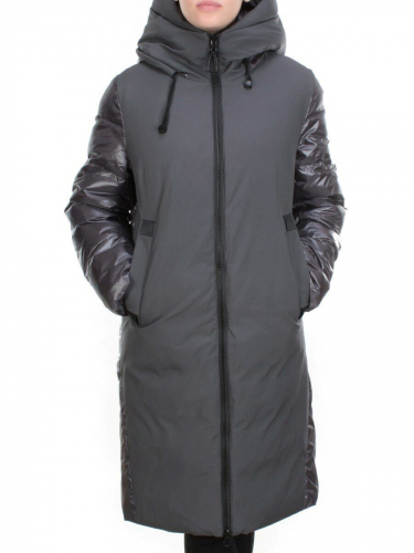 2235 GREY-GREEN Пальто женское зимнее AKIDSEFRS (200 гр. холлофайбера)