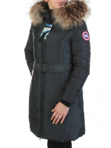 YW-17013 DK. GRAY Пальто женское зимнее (био-пух, натуральный мех лисицы)