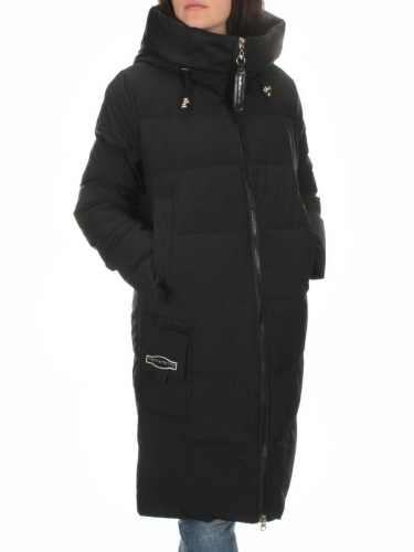 C1046 BLACK Пальто зимнее женское (200 гр. холлофайбер)