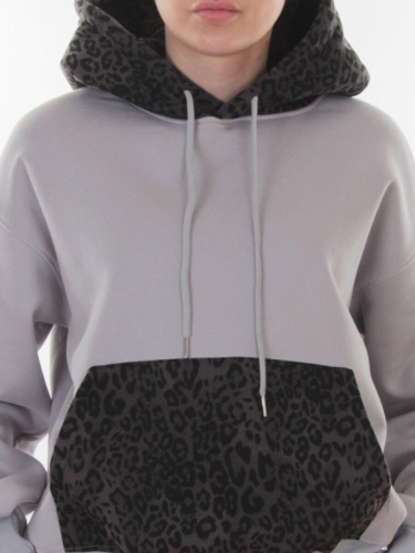 008 GRAY/LT. BLUE/LEOPARD Костюм спортивный зимний женский (95% хлопок, 5% полиэстер)