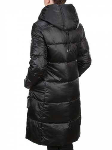 9110 BLACK Пальто зимнее женское FLOWERROVE (200 гр. холлофайбера)