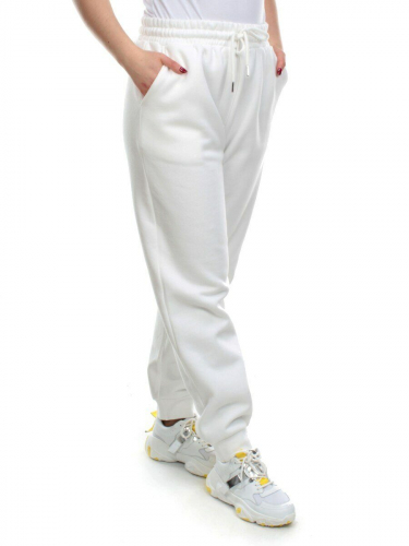 M031 WHITE Брюки спортивные женские на флисе (100% хлопок) 7986