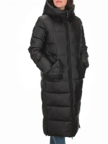 C1076 BLACK Пальто зимнее женское (200 гр. холлофайбер)