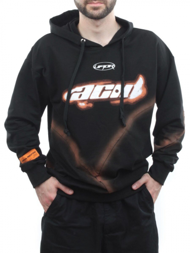2652 BLACK/ORANGE Толстовка мужская (75% хлопок, 20% полиэстер, 5% спандекс)