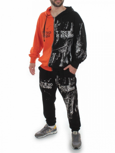 2630/7349 BLACK/ORANGE Костюм спортивный мужской (75% хлопок, 20% полиэстер, 5% спандекс)