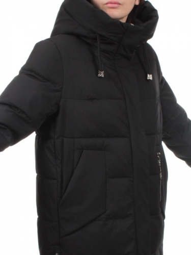 7715 BLACK Пальто зимнее женское (200 гр. холлофайбер)