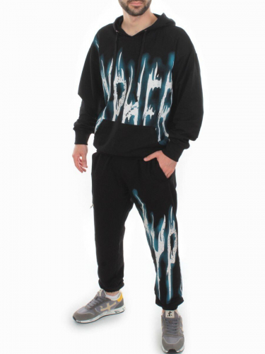 2627/7350 BLACK/BLUE Костюм спортивный мужской (75% хлопок, 20% полиэстер, 5% спандекс)