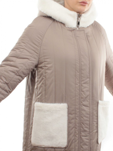 2639 BEIGE Пальто двухстороннее женское еврозима (100 гр. холлофайбер, искусственный мех)