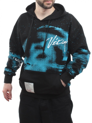 2626 BLACK/BLUE Толстовка мужская (75% хлопок, 20% полиэстер, 5% спандекс)