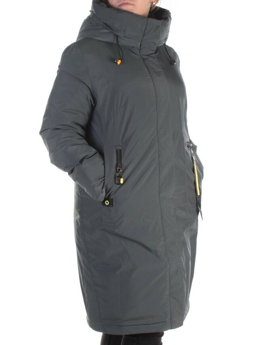 21-962 DK. GREEN Пальто женское зимнее (200 гр. холлофайбер)