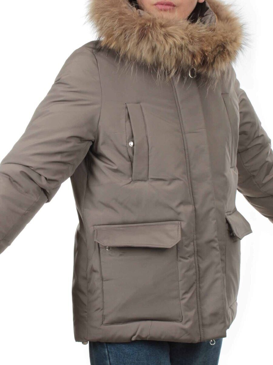 7368 GRAY/GREEN Куртка зимняя женская (200 гр. холлофайбер)