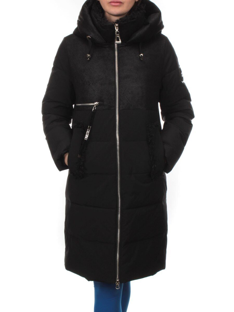 C1071 BLACK Пальто зимнее женское (200 гр. холлофайбер)