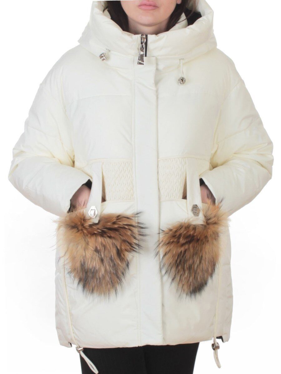 8809 MILK WHITE Куртка зимняя женская (200 гр. холлофайбер)