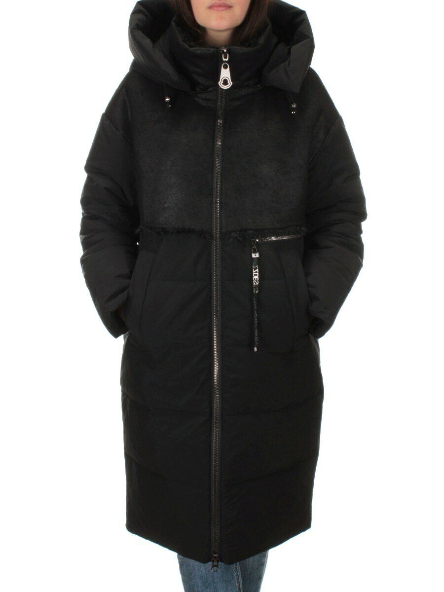 C1041 BLACK Пальто зимнее женское (200 гр .холлофайбер)