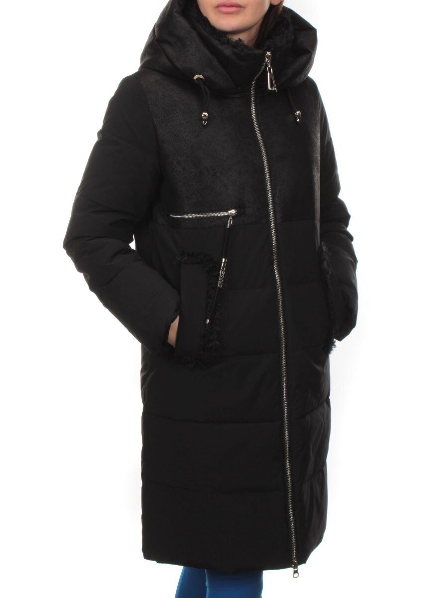 C1071 BLACK Пальто зимнее женское (200 гр. холлофайбер)