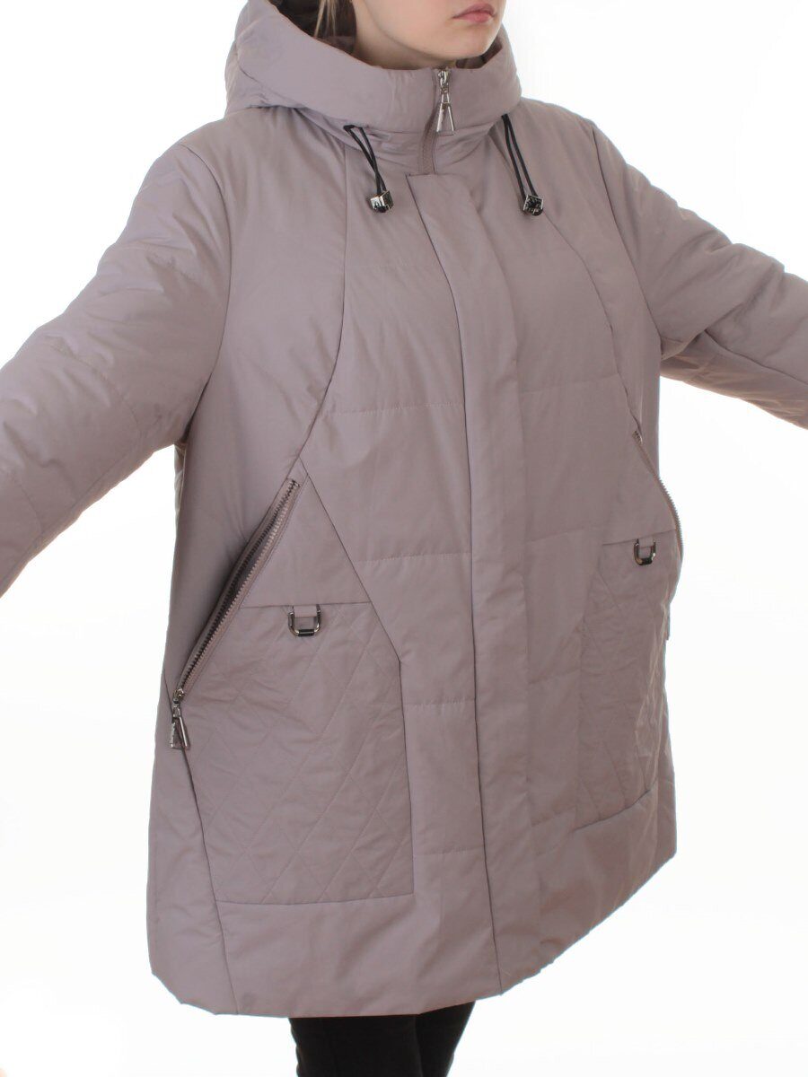 B-617 PINK/GREY Куртка демисезонная женская (100 гр. холлофайбер)