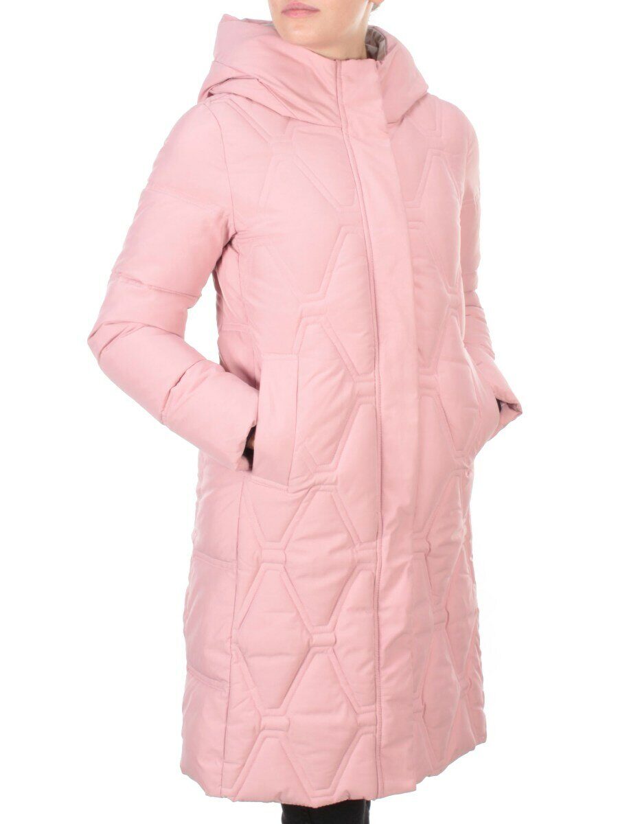2158 PINK Пальто зимнее облегченное женское YINGPENG (150 гр .холлофайбер)