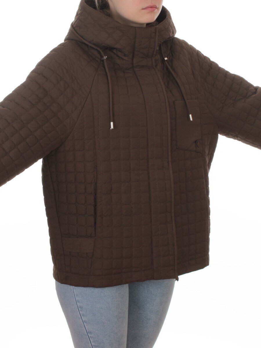 8039 BROWN Куртка стеганная демисезонная женская (100 гр. холлофайбер)