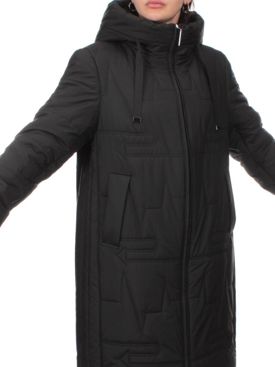 1073 BLACK Пальто зимнее облегченное женское (холлофайбер 150 гр.)