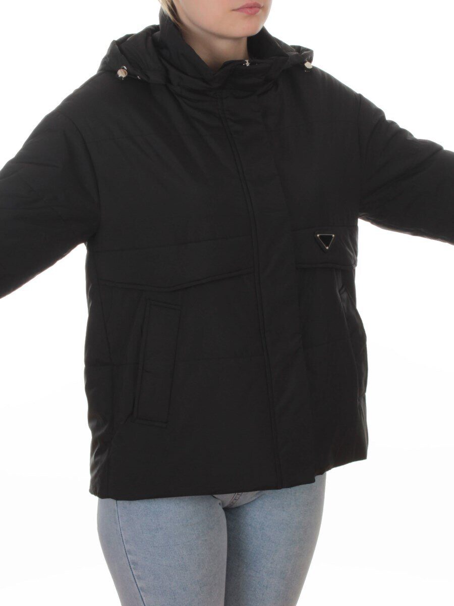 7060 BLACK Куртка демисезонная женская (100 гр. холлофайбер)
