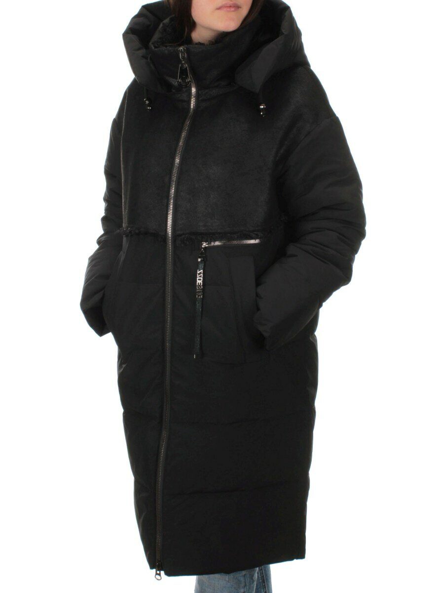 C1041 BLACK Пальто зимнее женское (200 гр .холлофайбер)