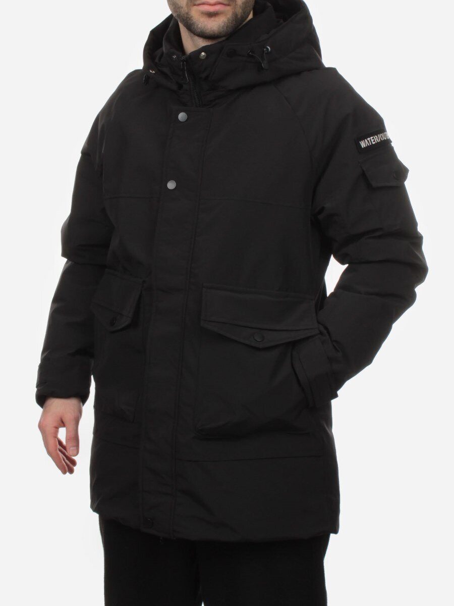 8897 BLACK Куртка мужская зимняя облегченная (130 гр. холлофайбер)