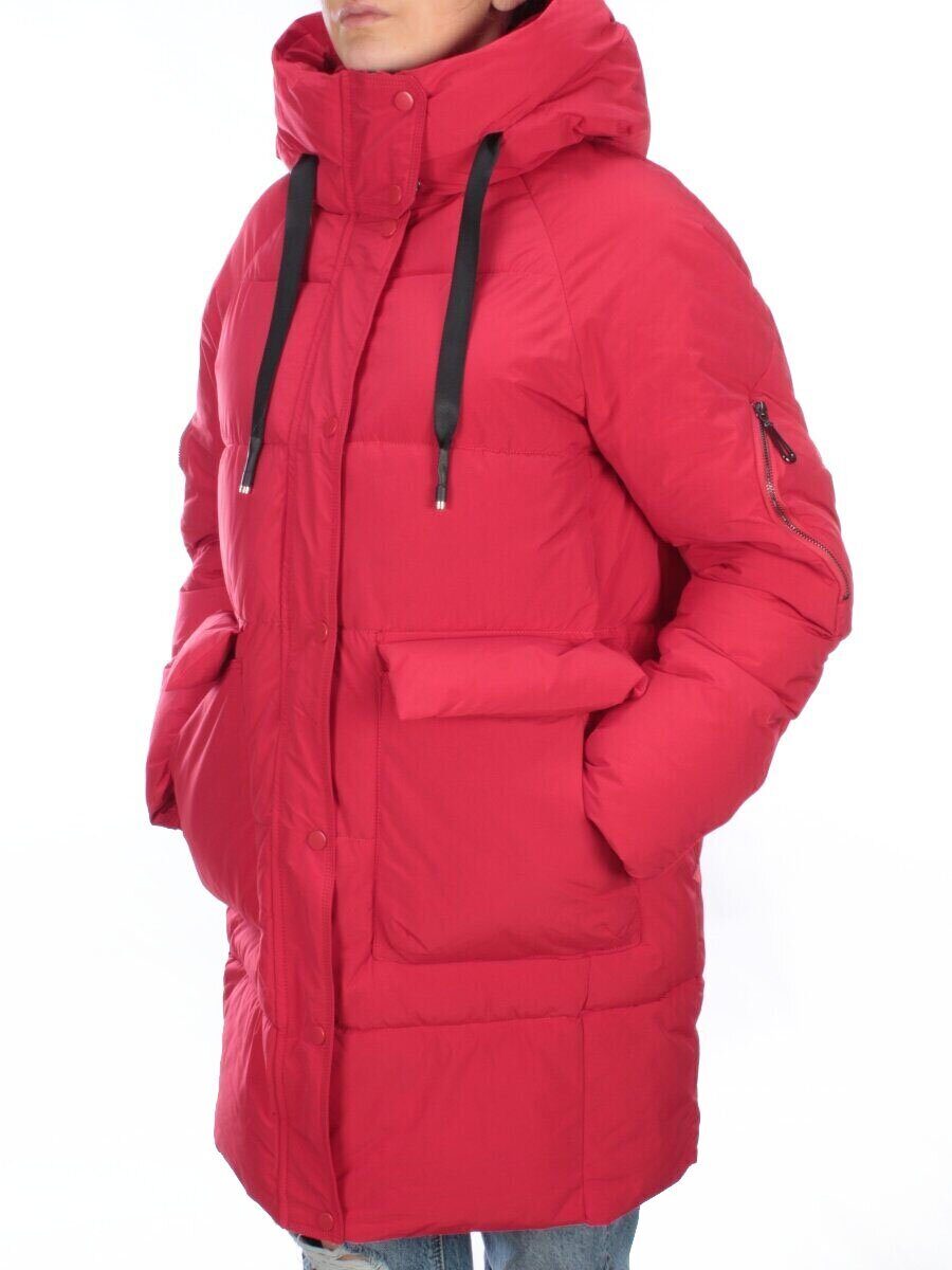 2197 RED Пуховик женский зимний AIKESDFRS (холлофайбер)
