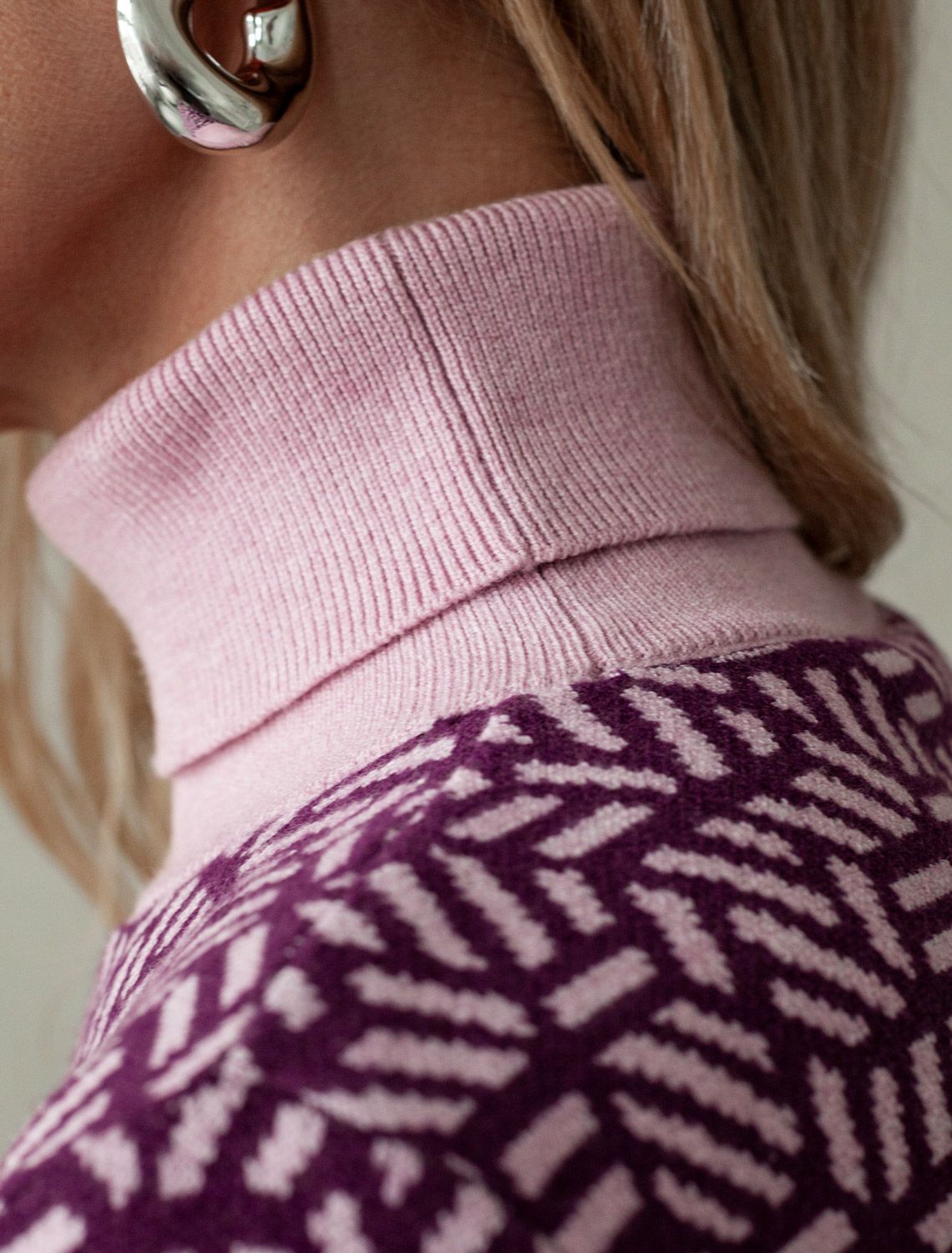 Свитер жаккардовой вязки с кашемиром D34.208 пурпурный