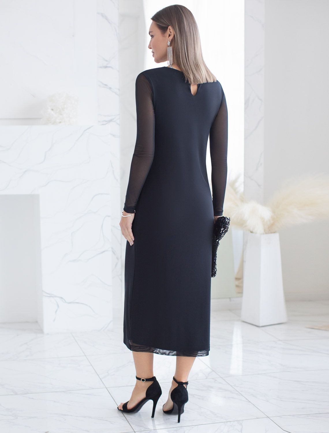 Платье из сетки с подкладкой D22.238 черный
