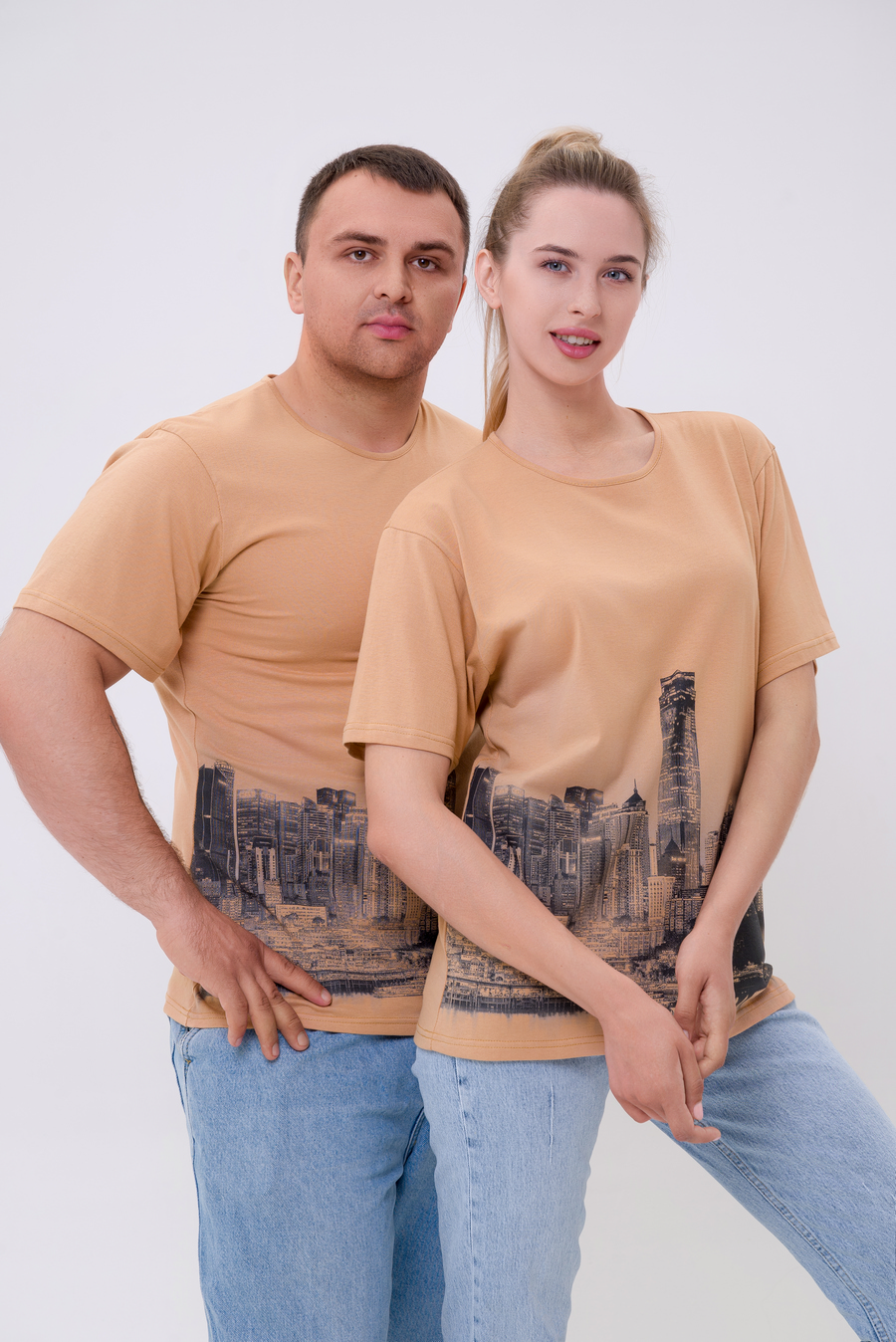 Футболка из кулирки унисекс Город песочный