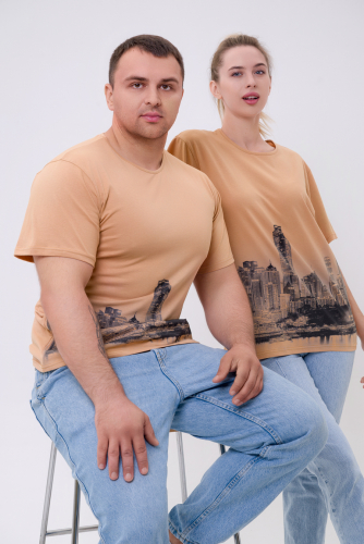 Футболка из кулирки унисекс Город песочный