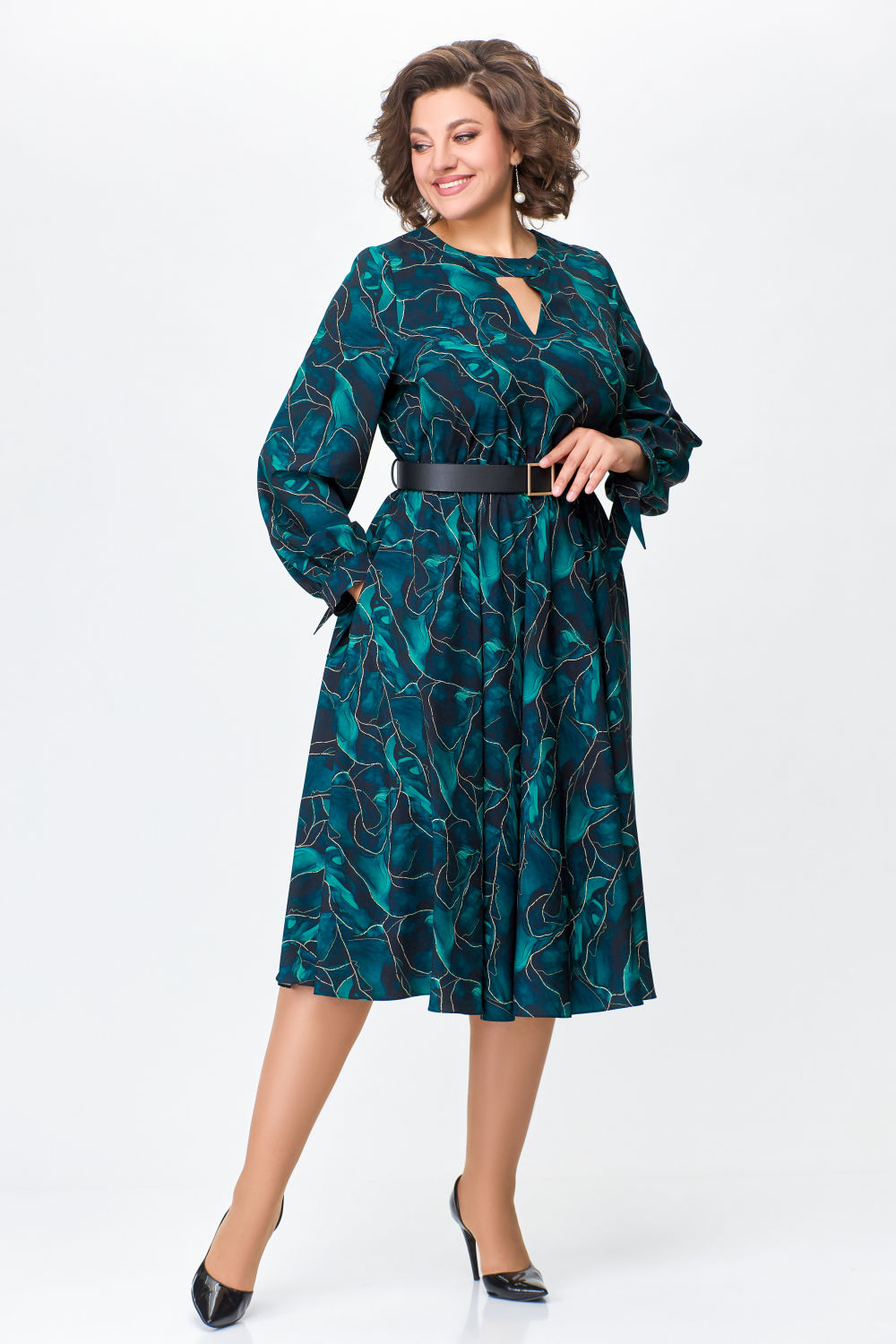 Платье Swallow 679.1-Р зеленый малахит