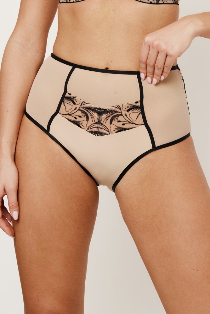 BEIGE/BLACK Трусы высокие SUBTILLE REBECCA BEIGE/BLACK Trusy