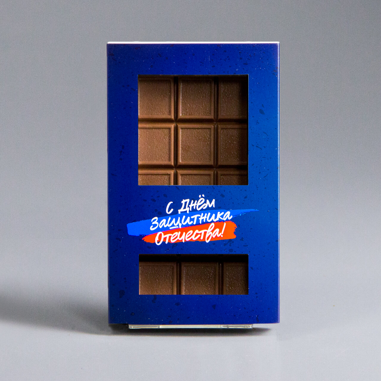 Плитка молочного шоколада, синяя коробочка