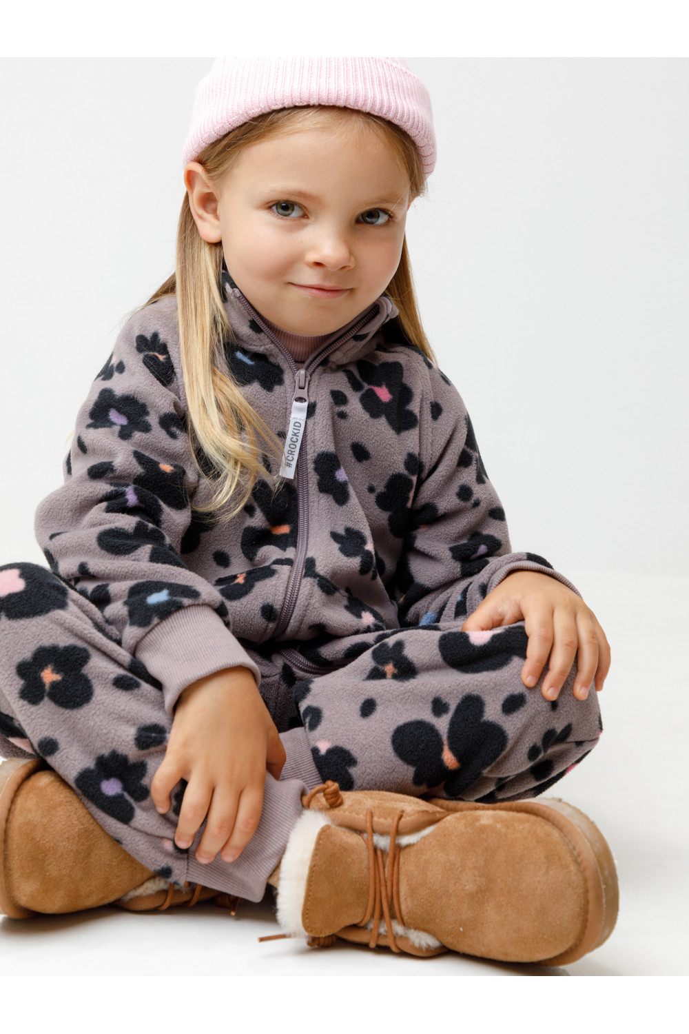 Crockid Комбинезон ФЛ 60005/н/6 ГР розово-бежевый, цветочный леопард Crockid