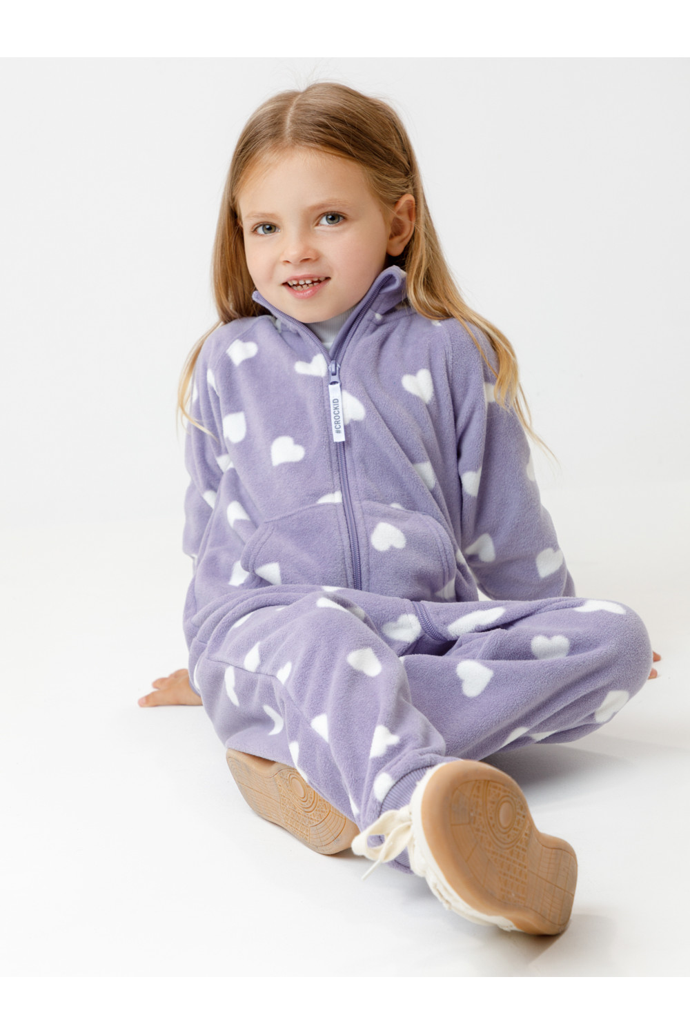 Crockid Комбинезон ФЛ 60005/н/5 ГР сиреневый, красивые сердца Crockid
