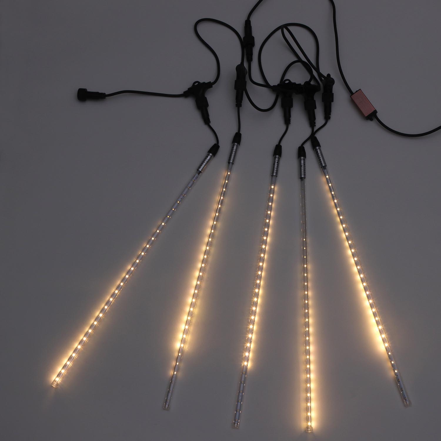 Гирлянды сосульки уличные IP65 черный провод 2 м 5 шт. 50 см тепло-белые