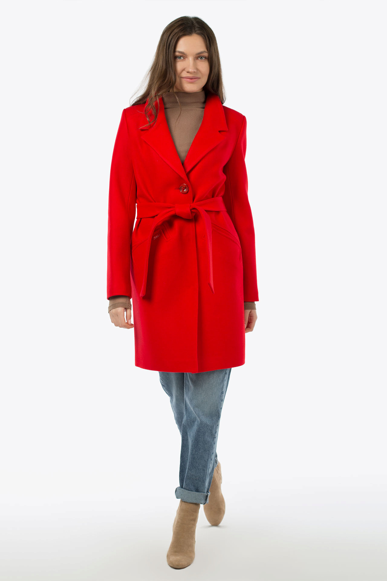 01-08198 Пальто женское демисезонное (пояс)