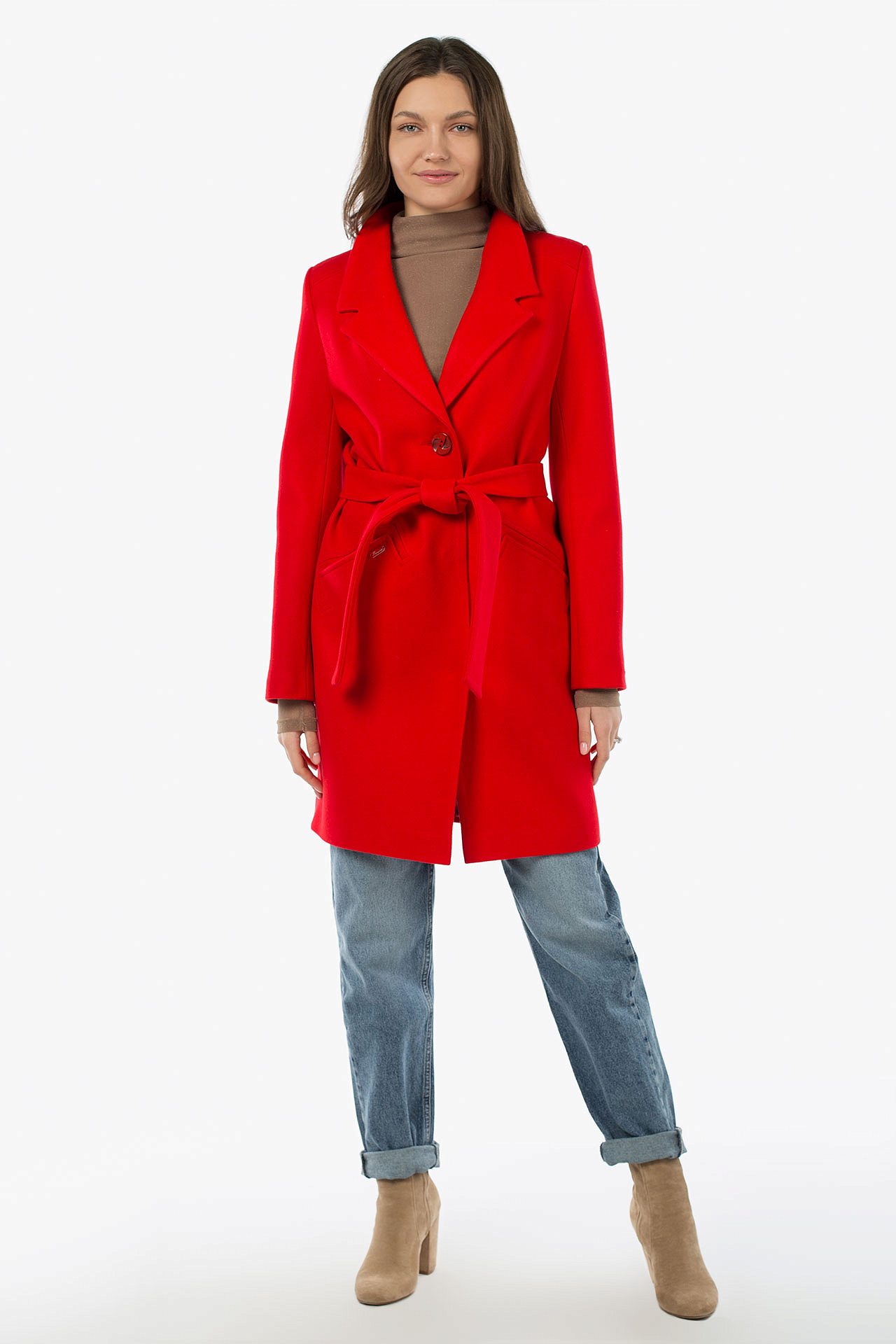 01-08198 Пальто женское демисезонное (пояс)