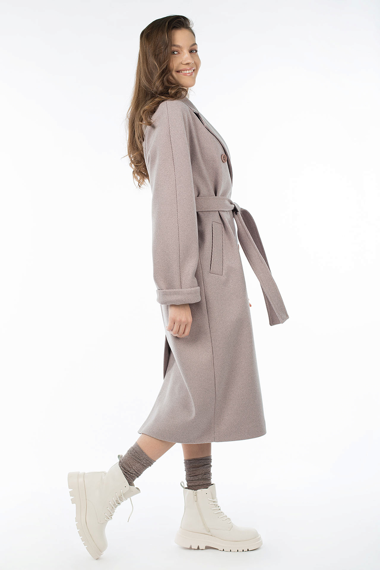 01-10894 Пальто женское демисезонное (пояс)