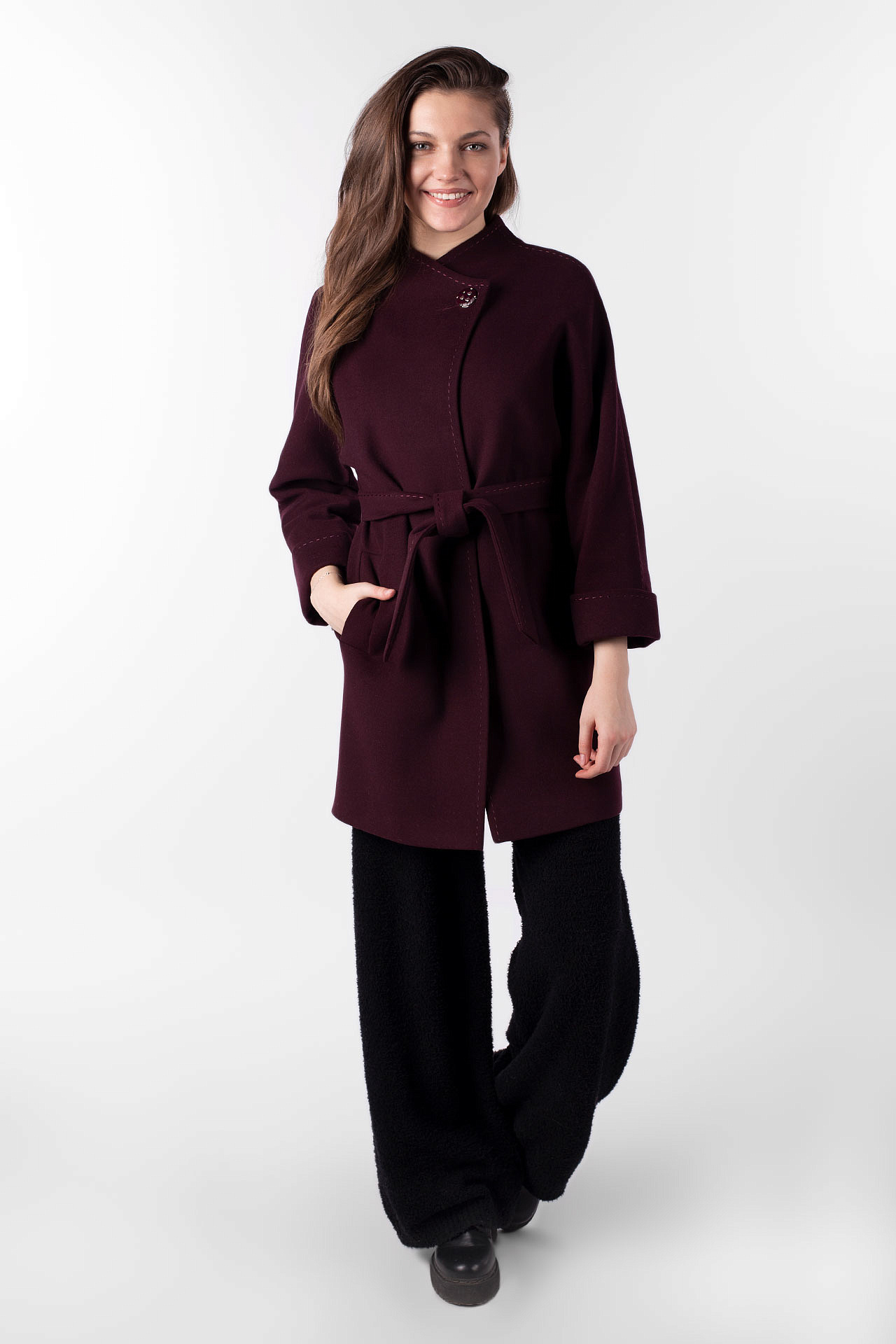 01-08441 Пальто женское демисезонное(пояс)