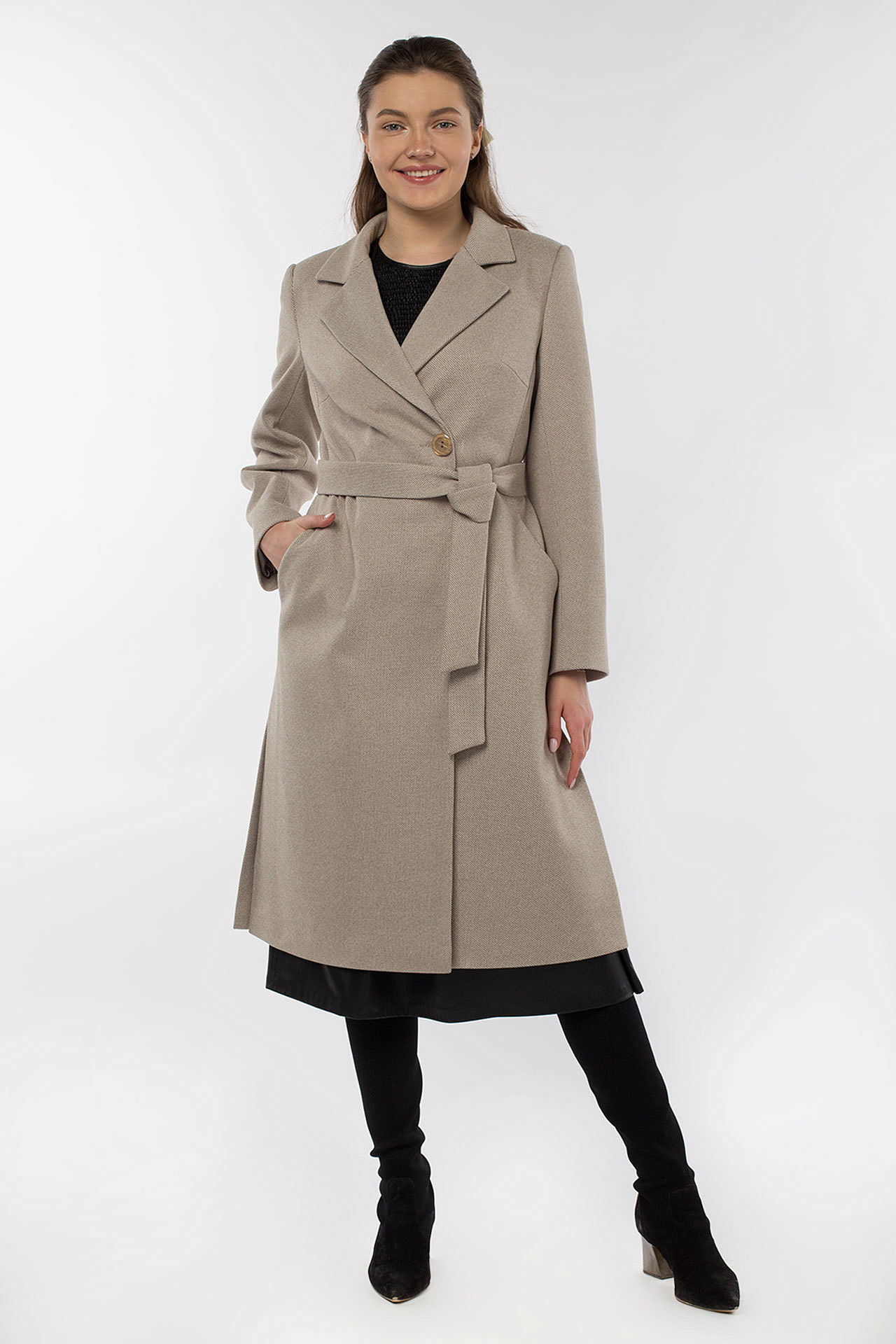 01-10609 Пальто женское демисезонное (пояс)