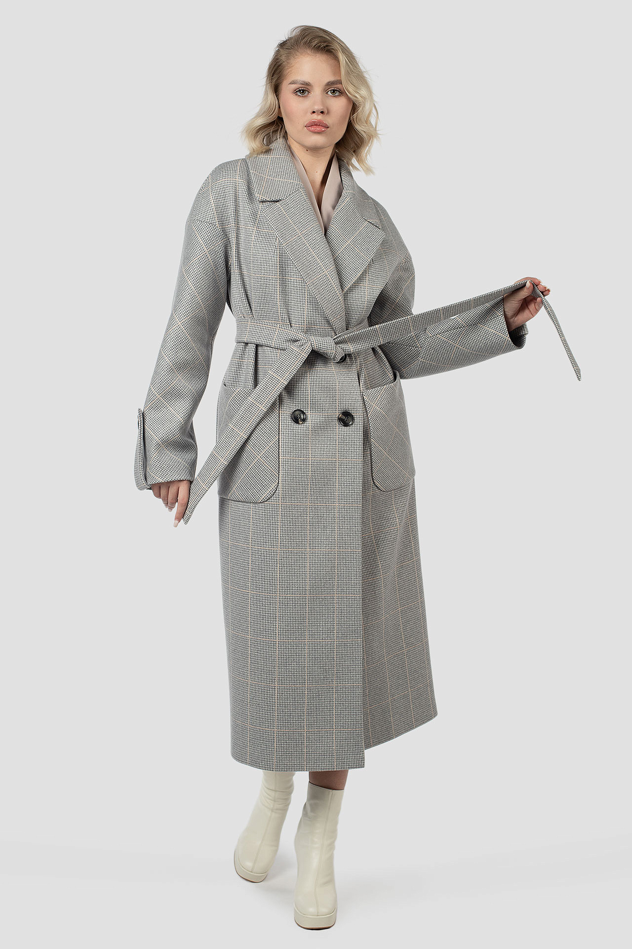 01-12034 Пальто женское демисезонное (пояс)