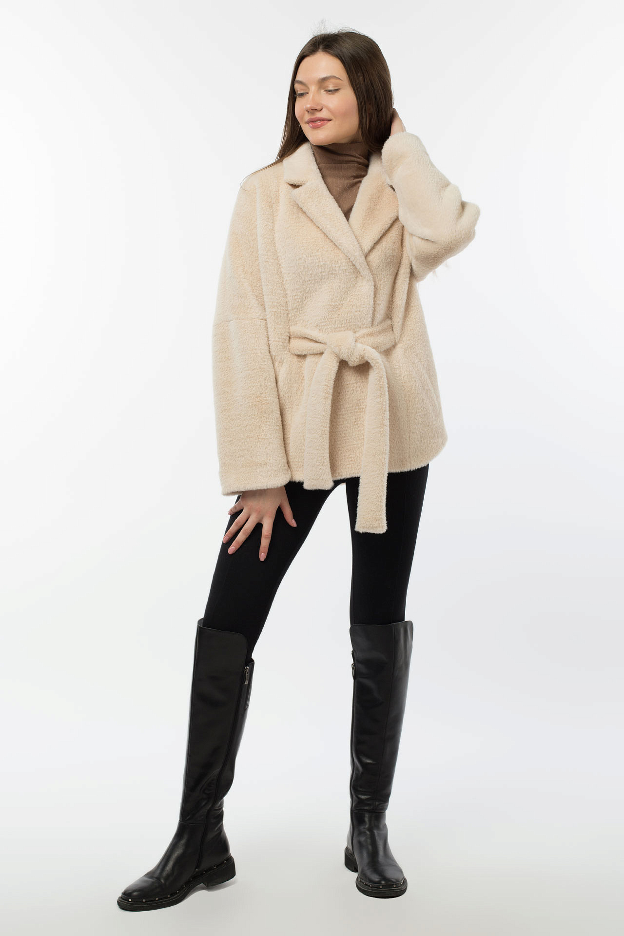 01-10521 Пальто женское демисезонное (пояс)